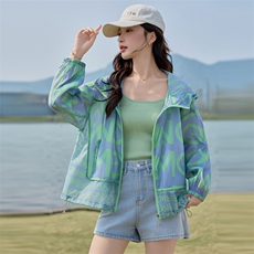 时尚字母印花防晒衣女薄款2025夏新款大码宽松百搭透气外套防晒服，女装防晒衣，悦祺