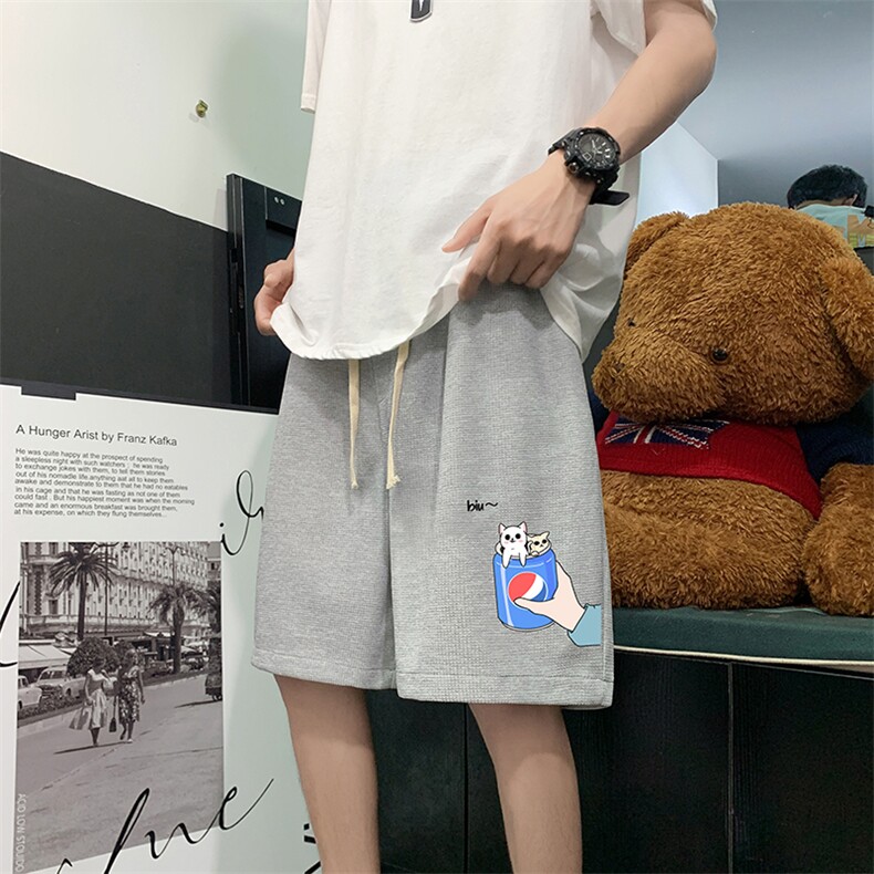 HD74262-P22华夫格短裤男大码宽松五分裤男直筒中裤,男装休闲裤,电商A040