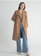 2021秋冬新款时尚高端大气海军领腰带长款百分百羊毛双面呢，其它，L·H·X