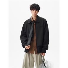 现货秋季短款翻领夹克男潮牌假两件休闲外套星座812-JK11-P95，男装夹克，星座812