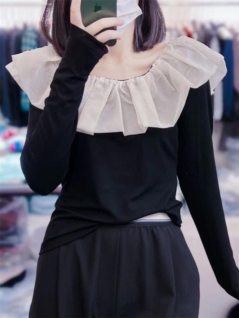 一字肩拼接小衫，其它，N+