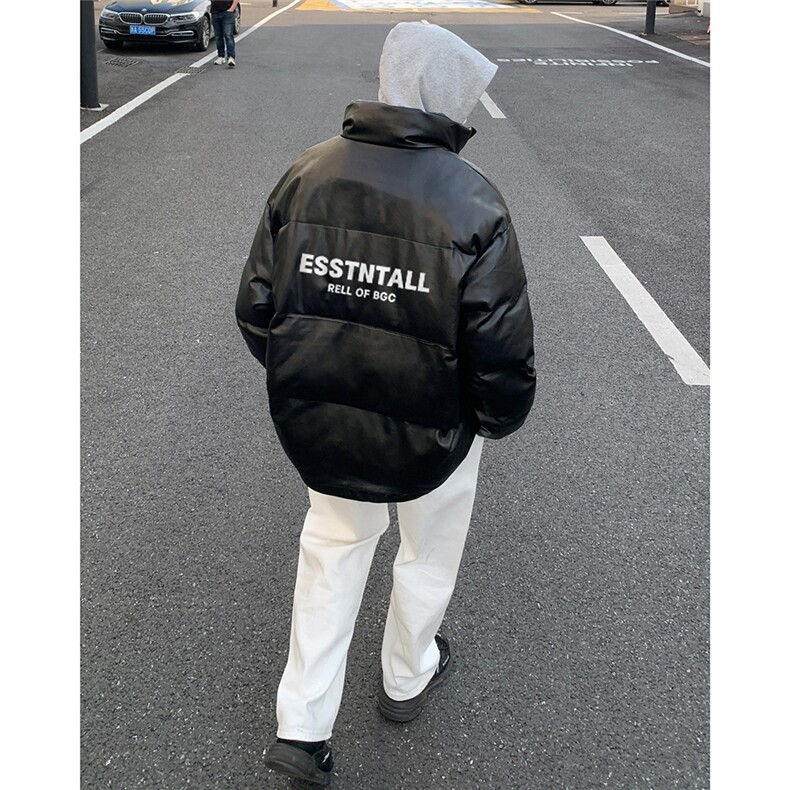 特批户外时尚字母印花宽松立领PU皮棉服A247-MY84501特批95控158,男装棉衣,电商A247