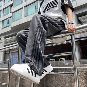 休闲裤男士韩版潮流三条杠拼色帅气2024夏季新款ins长裤K5402-P35图片