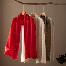 2025年秋季时尚百搭通勤简约休闲镂空围巾，围巾，江帆羊绒