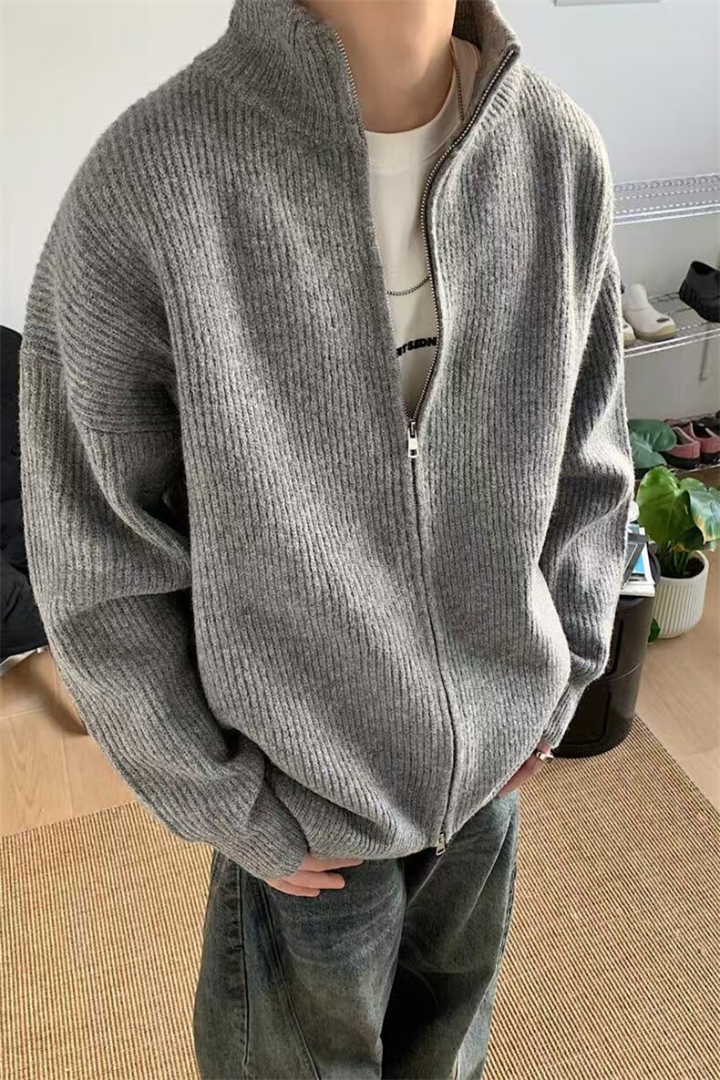网图A2342TP45-已下单2W件拉链立领针织开衫毛衣男900克加厚外套,男装针织衫/毛衣,电商B241