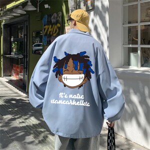 ！22秋季新款宽松大码港风黑人头像夹克外套JK1664-P50控68图片