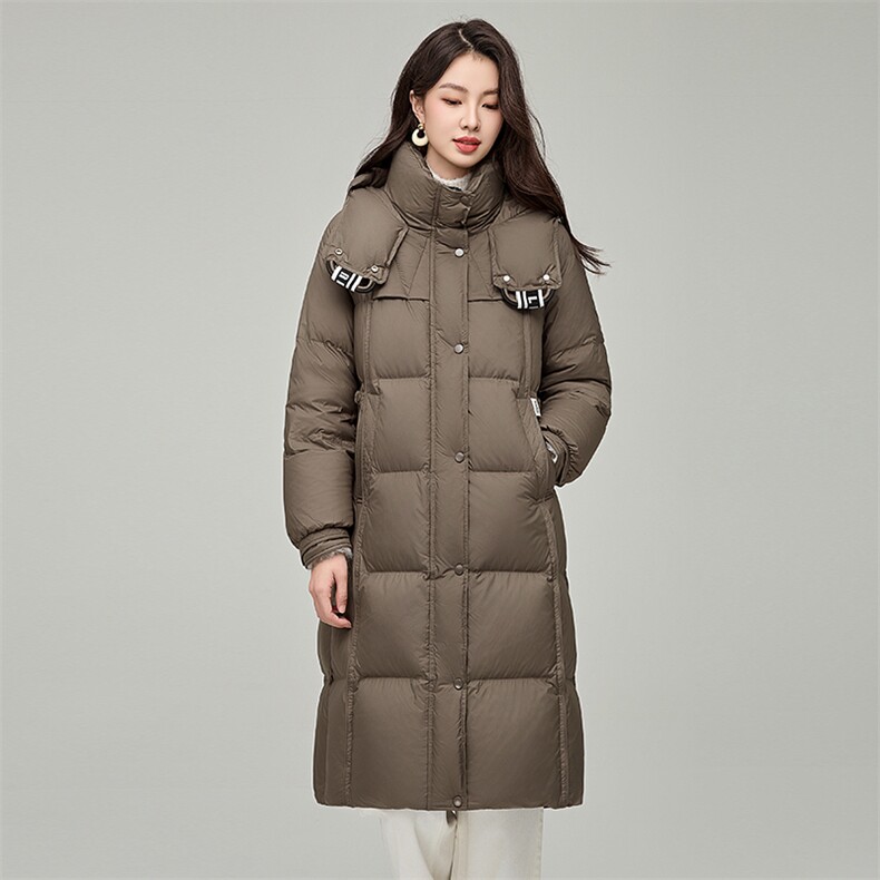 羽绒服女长款2024冬季新款连帽立领东北抗寒保暖外套,女装羽绒服,阿舍尔精品