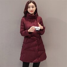 备货1000件2023冬新款中长款时尚百搭简约气质优雅棉衣修身长袖，女装棉衣/棉服，笃写