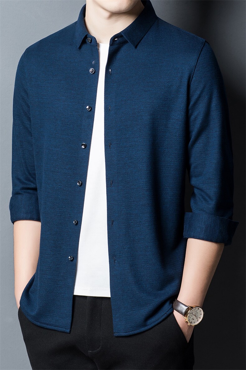 CM6005钱塘2020-2中年男士秋冬季厚款加厚商务休闲简约衬衣P137,男装衬衫,钱塘207-2