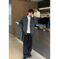 夹棉加厚PU皮夹克宽松复古纯色外套DY2408-P90常规DY2407-P80，男装夹克，星座1213