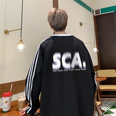 美式三杠条纹复圆领卫衣秋冬男女宽松长袖SW2481-P45控6850棉，男装卫衣，电商B370