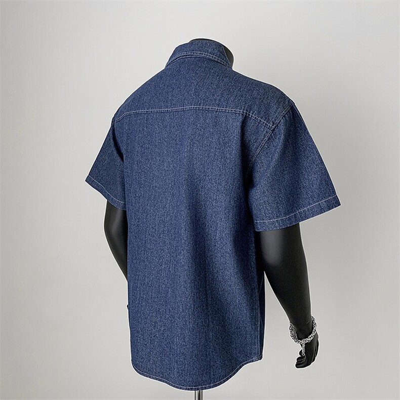 复古牛仔短袖衬衫男夏季宽松休闲衬衣韩系痞帅半袖上衣CS3512-P40,男装T恤,星座308B-1