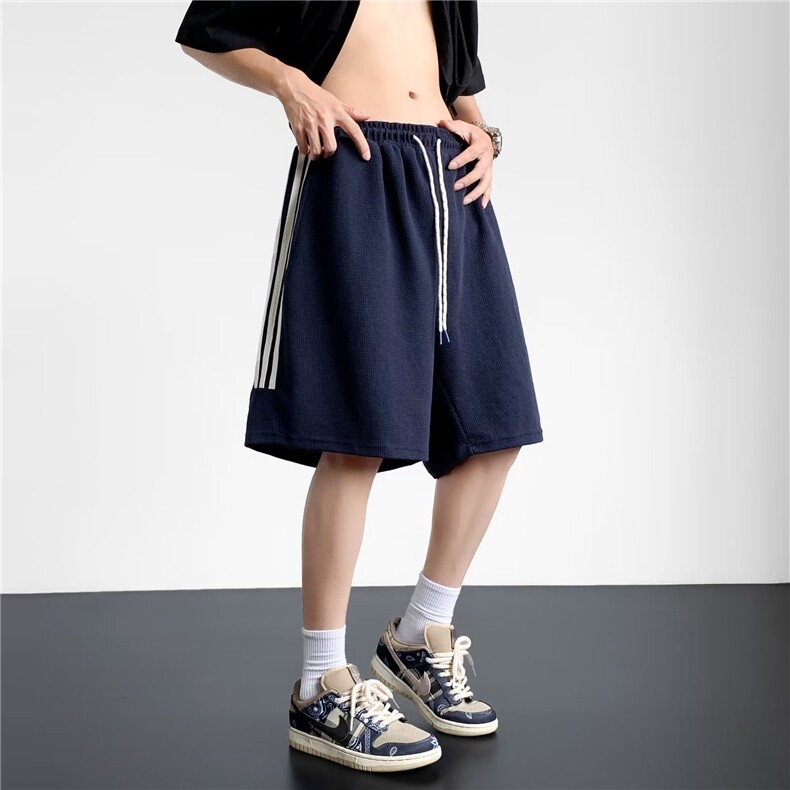 休闲短裤男韩版潮流拼色条纹2023夏季新款ins宽松五分裤K4152-P30,男装休闲裤,星座412-3