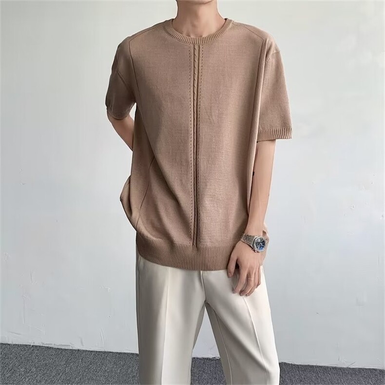 夏季短袖小众个性针织衫T恤男韩版ins圆领冰丝针织上衣B200P42,男装针织衫/毛衣,星座1116-2