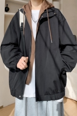 春季大口袋假两件连帽夹克大码新款夹克外套XZ102B-1-JK2566P75，男装夹克，星座102B-1