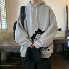 纯棉连帽卫衣男大码运动帽衫宽松薄WY2153-P35加绒款-P40，男装卫衣，电商A040
