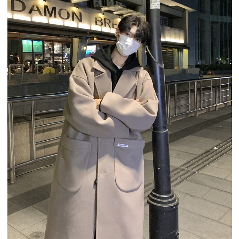 秋冬中长款毛呢大衣男韩系高级感英伦风衣外套812-F635-P128控158,男装风衣,星座812
