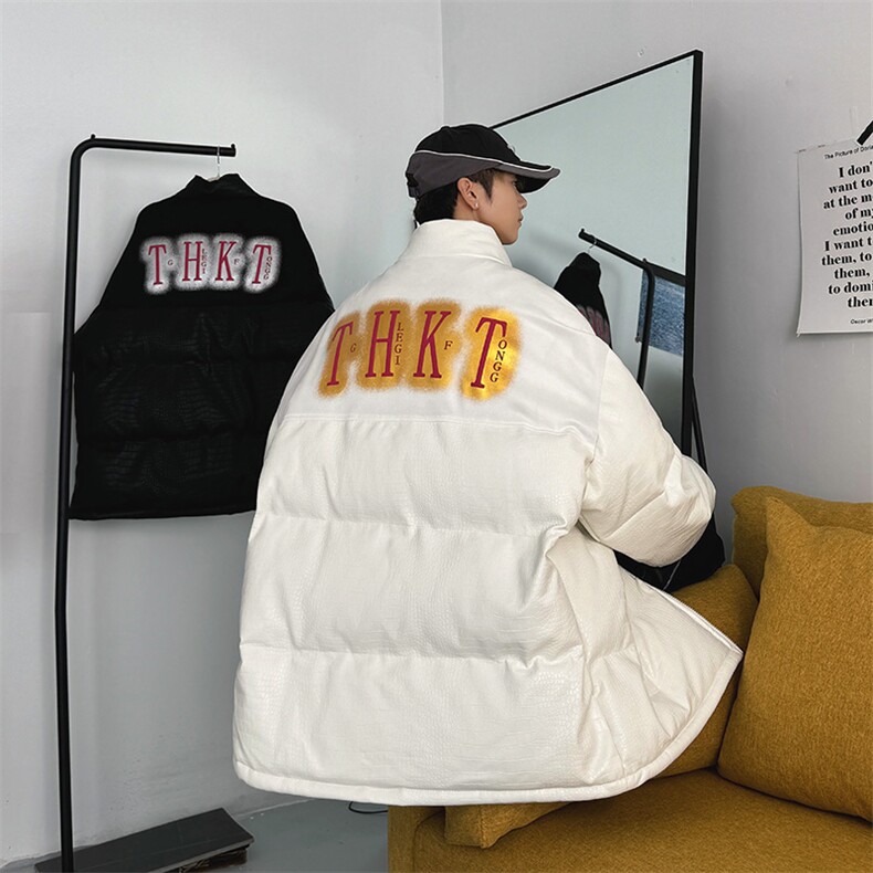 2025PU皮棉衣棉服字母印花鳄鱼纹拼接面包服棉袄皮衣外套1612-P85,男装棉衣,星座207