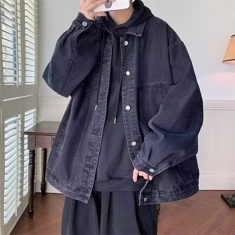 复古牛仔外套男士春秋季美式高街夹克牛仔衣港风潮牌痞帅休闲上衣,男装夹克,星座218-1（原230）