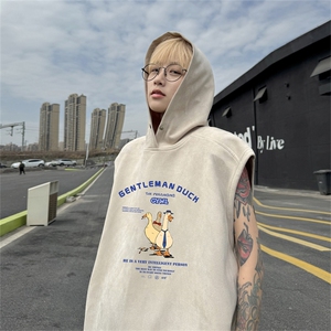 麂皮绒连帽背心坎肩男T恤美式港风JLB453-P30控48图片