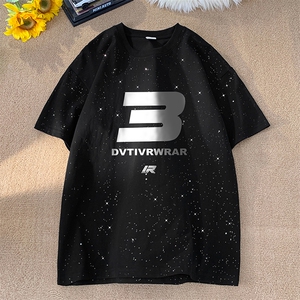 量大优供抖音视频 支持得物配合二开美式满天星亮片短袖T恤MTX361图片