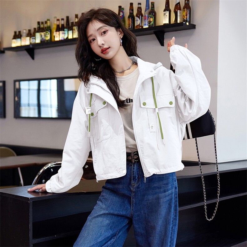 连帽休闲短款外套女2025早春新款今年流行爆款春秋学院风夹克上衣,女装短外套,韩蜜菓