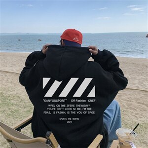 ！22秋季新款宽松大码港风斑马线连帽卫衣LW26-P35控58