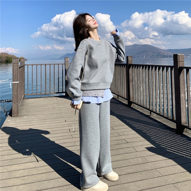 上新有货灰色休闲卫衣套装配屁帘5506P185K288,女装套装/套裙,2C176
