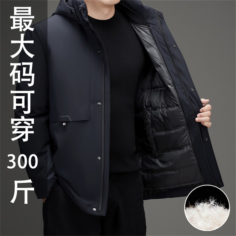 新款中老年加肥加大羽绒服外套男装特大号一衣三穿中年羽绒服大衣图片