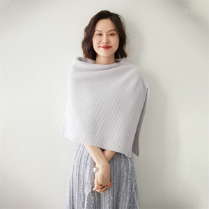 时尚百搭羊绒披肩女款秋冬保暖针织衫宽松大码外套毛衣开衫图片