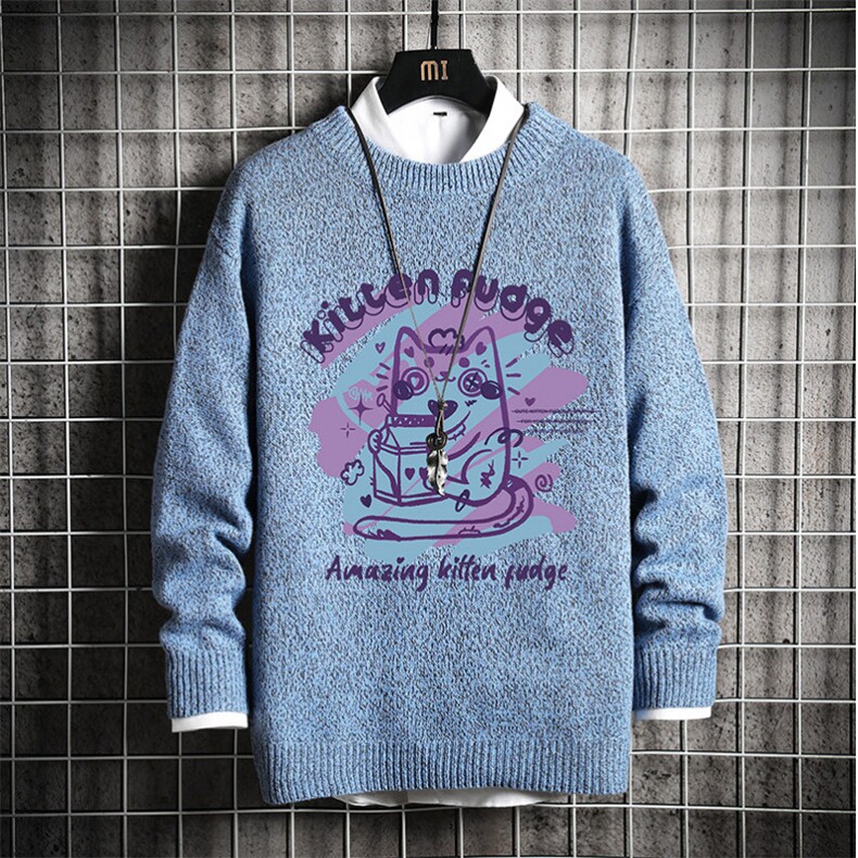 加厚加绒毛衣男大码毛线衣男针织衫M19317-P45加绒款-P65网格,男装针织衫/毛衣,电商A040A