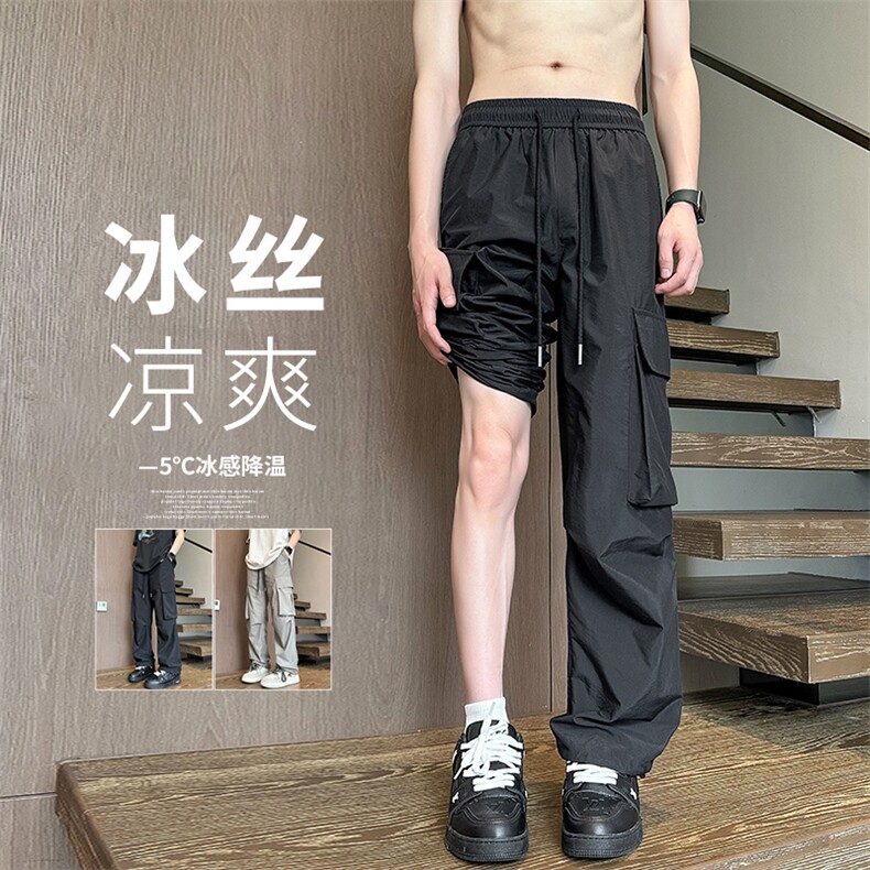 2024 夏季新款 内景大码美式冰丝工装裤M-5X HK24487-P50图片