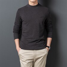 2023新款卫衣男士长袖t恤春秋季中年商务休闲圆领爸爸上衣打底衫，男装卫衣，电商B212（原钱塘6029）