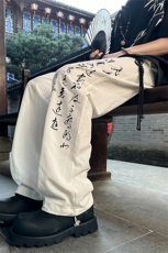 2024春夏衔接外景大码风印花棉麻长裤M-5XHK24177-特P35，男装休闲裤，电商A022