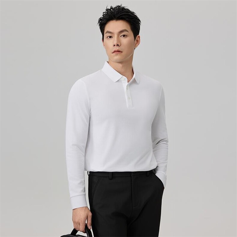 长期款品质长袖翻领多色纯色Polo衫35008-特P48，男装Polo衫，电商D342