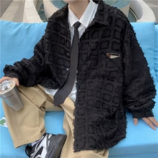 格子衬衫男潮牌慵懒风小香风百搭衬衣情侣薄款宽松外套S1373-p50，男装衬衫，星座1008