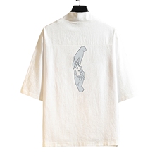 HF59147-P40风汉服男开衫外套七分袖道袍砖墙挂拍，男装民族服装，电商A040A