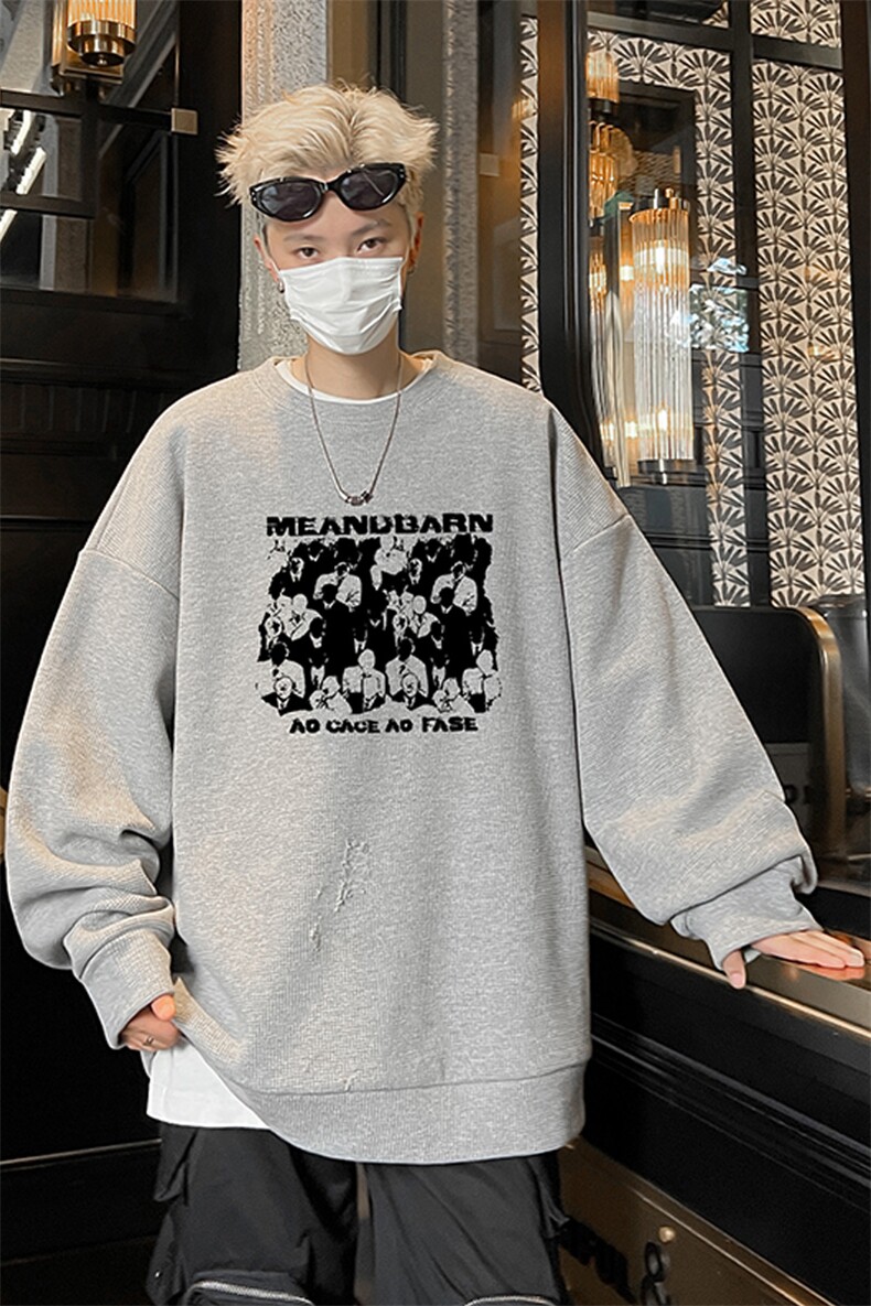 华夫格！华夫格上衣男圆领华夫格卫衣男大码长袖t恤男HY247-特P23,男装T恤,电商B367
