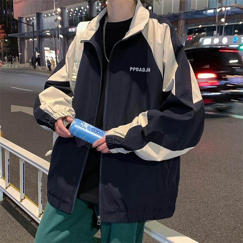 2025新款字母刺绣休闲拼接撞色潮机能风工装夹克外套男J25007-P65,男装夹克,电商A001