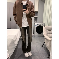 翻领夹克男女秋冬季百搭宽松情侣工外套港风水洗潮流新款JK9156，男装夹克，星座516A