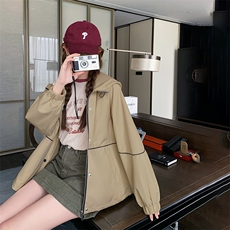 现货韩版休闲百搭显瘦短款风衣外套女2D075-(P150-K200），女装风衣，2D075