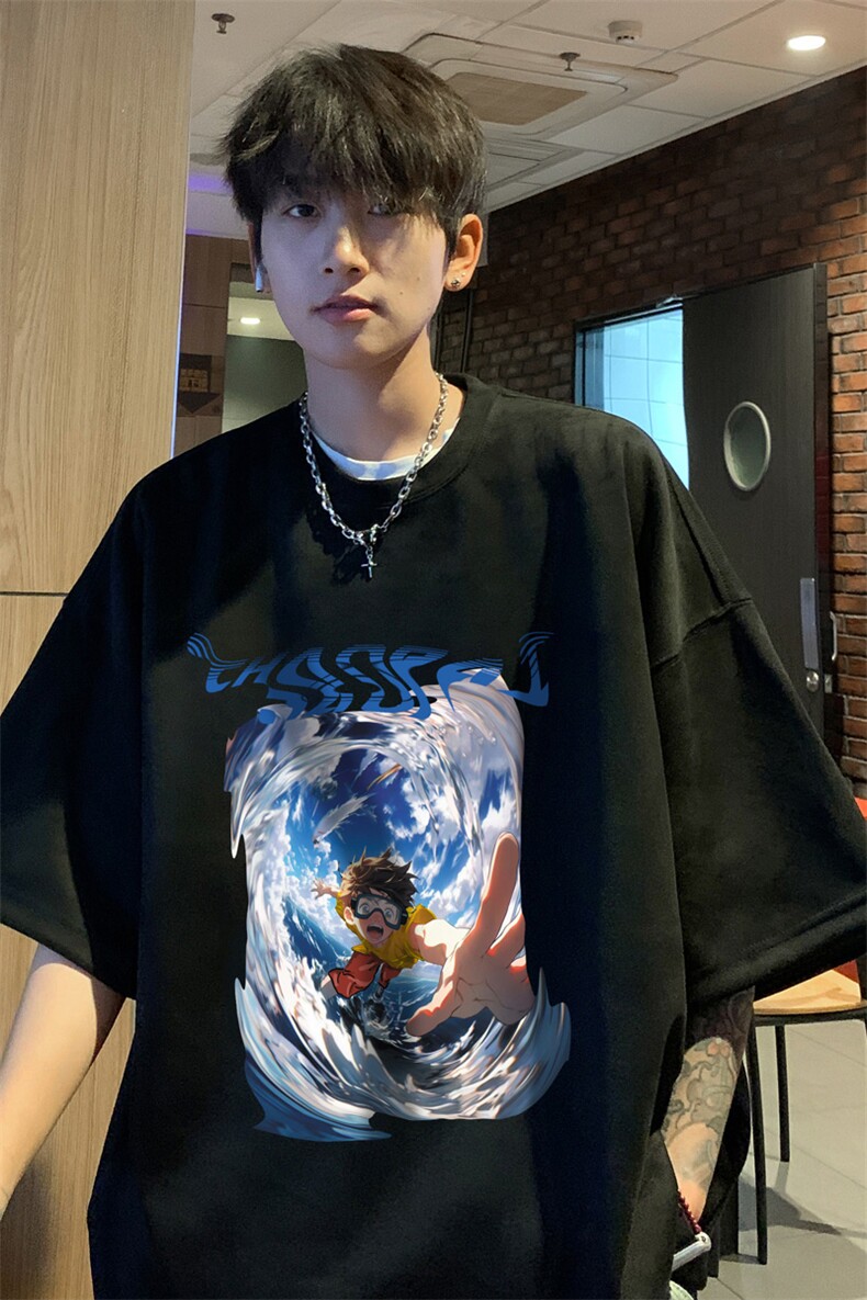！版权！2025夏季新款男士鹿皮绒短袖T恤情侣半袖TL2425特P19,男装T恤,电商B220