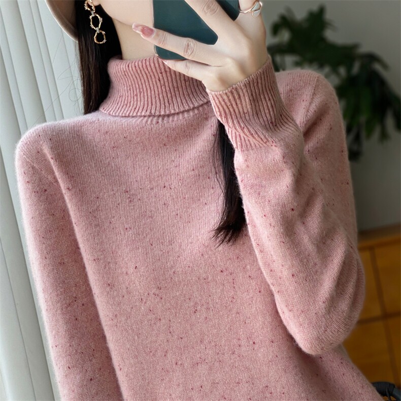 时尚百搭女士羊毛高领毛衣秋冬保暖显瘦长袖针织衫,女装羊毛衫,九嘉羊绒