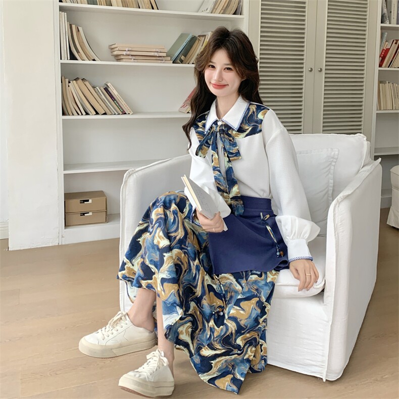 26春新款-新中式风晕染飘带半身裙两件套2616-P195K318,女装套装/套裙,2B190