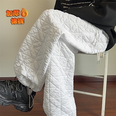 抖音冬季宽松男女菱格保暖加棉阔腿裤K5614J加棉-特P35控58，男装棉衣，电商A001