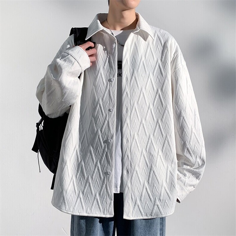 特批P35无差价25秋季肌理感提花长袖上衣男潮高级感衬衫外套C2509，男装衬衫，电商A001