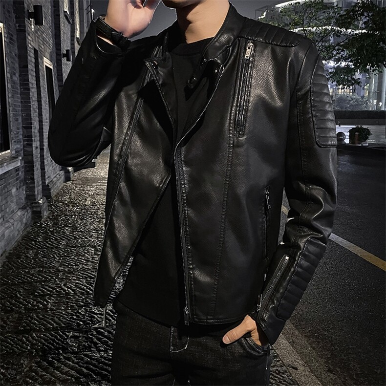 JK779-P98斜拉链皮衣男机车服潮流修身韩版休闲男士外套夹克潮,男装夹克,电商D310B-1