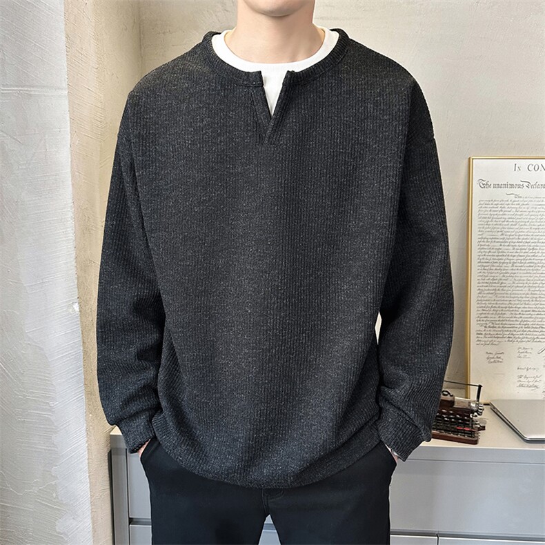 现货春秋潮流百搭青年提花假俩件卫衣圆领卫衣TW66019-P58,男装卫衣,星座1105-3
