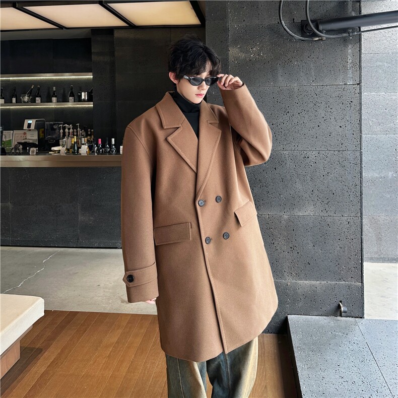 N903TP80高端毛呢外套秋冬高级感美拉德色系英伦风复古大衣，男装毛呢大衣，电商A170