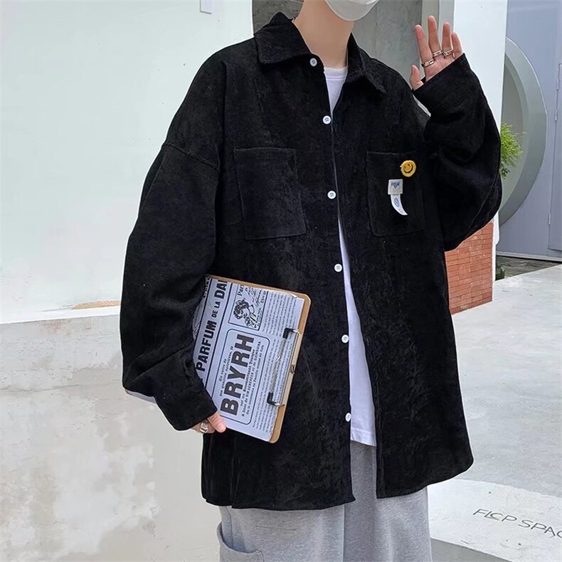 长袖衬衫春款男港风潮流灯芯绒衬衣C916P33图片